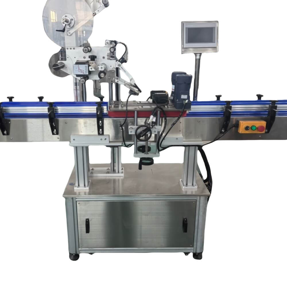 Automatic top labeling machine for sticker applications